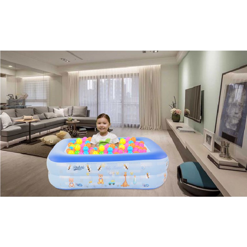 (miễn phí vận chuyển) Bể bơi phao 2 tầng cho bé size 115x85x35cm Mẫu mới 2022