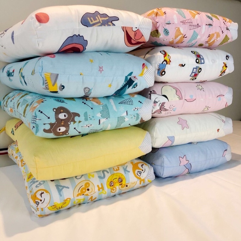 Gối trẻ em cotton thấm hút tốt hoạ tiết hoạt hình