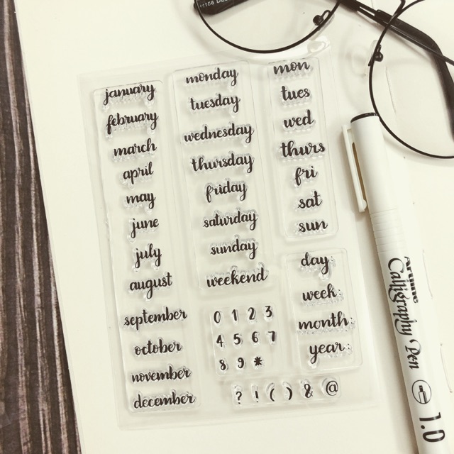 Set Clear Stamp date & month Planner - Clearstamp Silicon - Con dấu trong suốt