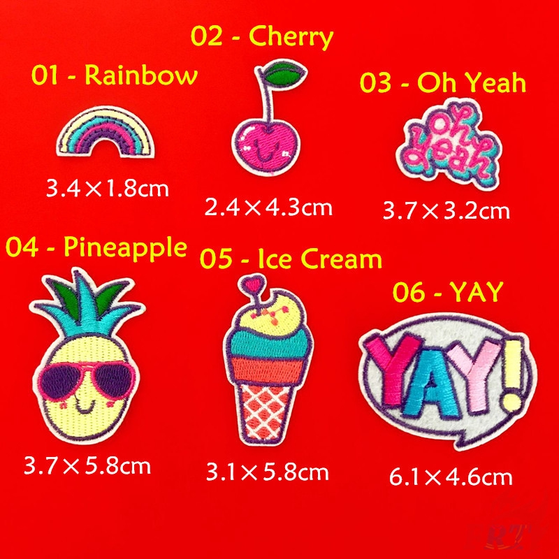 &gt; Ready Stock &lt; ☸ INS - Colorful Patch ☸ 1Pc Pineapple / IceCream / Rainbow Diy Sew on Iron on Patch