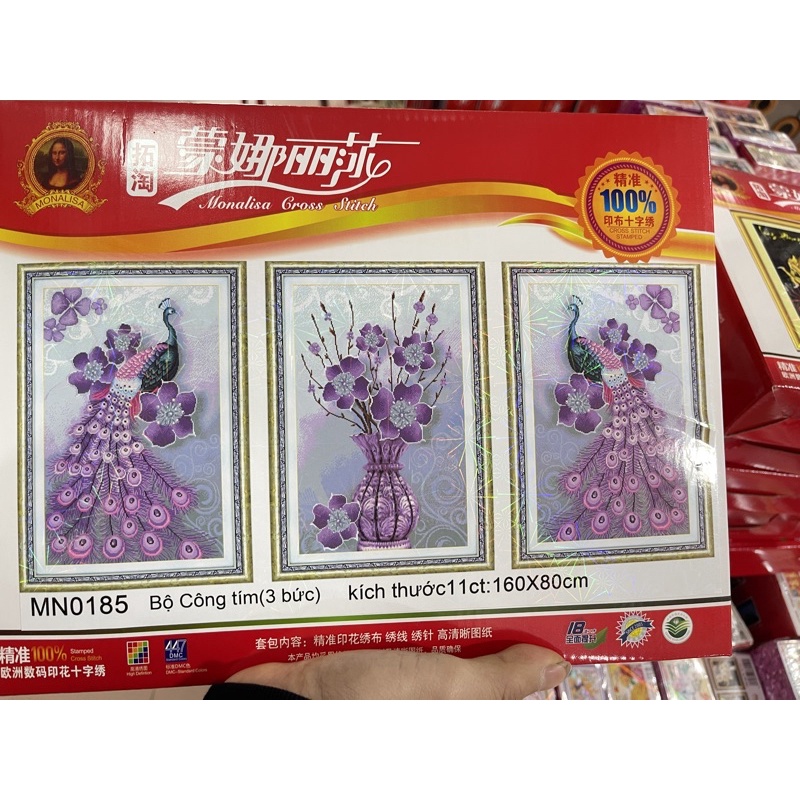 Tranh Đính Đá Bộ 3 Công -Vs500 - Tranh Thêu Mn0185