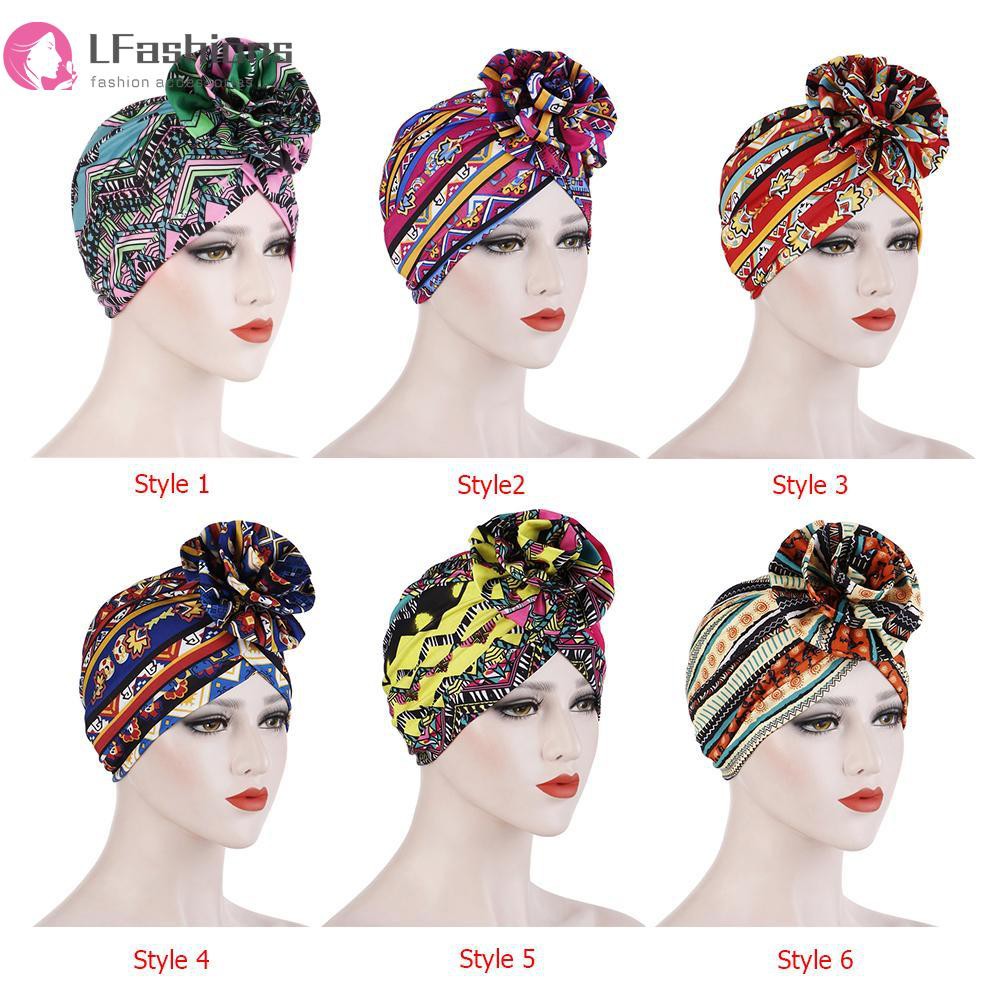 Mũ Turban Trùm Đầu Hoạ Tiết Hoa Phong Cách Bohomian