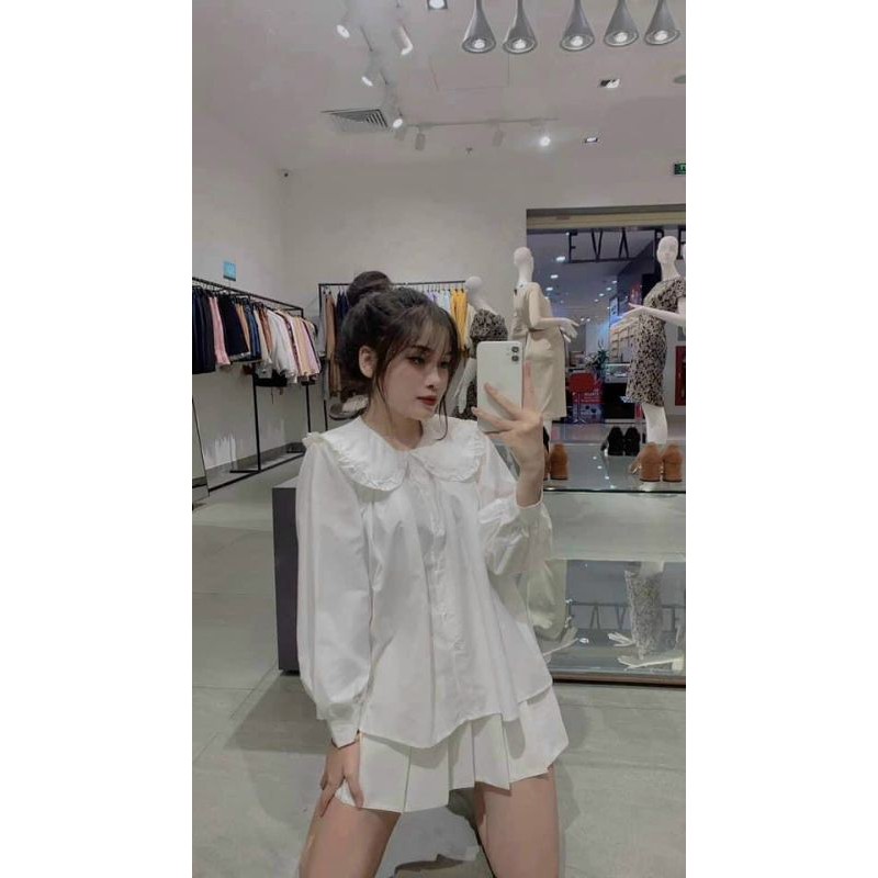 HÀNG SẴN HÀNG SẴN SET ÁO CỔ BÈO CHÂN VÁY TENNIS TRẮNG🎀VIDEO THẬT SHOP QUAY SIÊU HOT SIÊU HOT