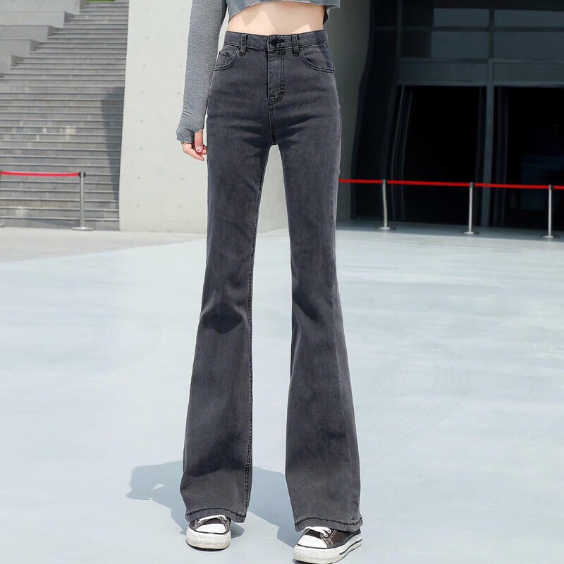 Quần Jean Nữ Ống Xuông Xám Trơn Cá Tính TDSHOP Quần Bò Lưng Cao Dáng Suông Chất Liệu Jeans Không Phai Cao Cấp