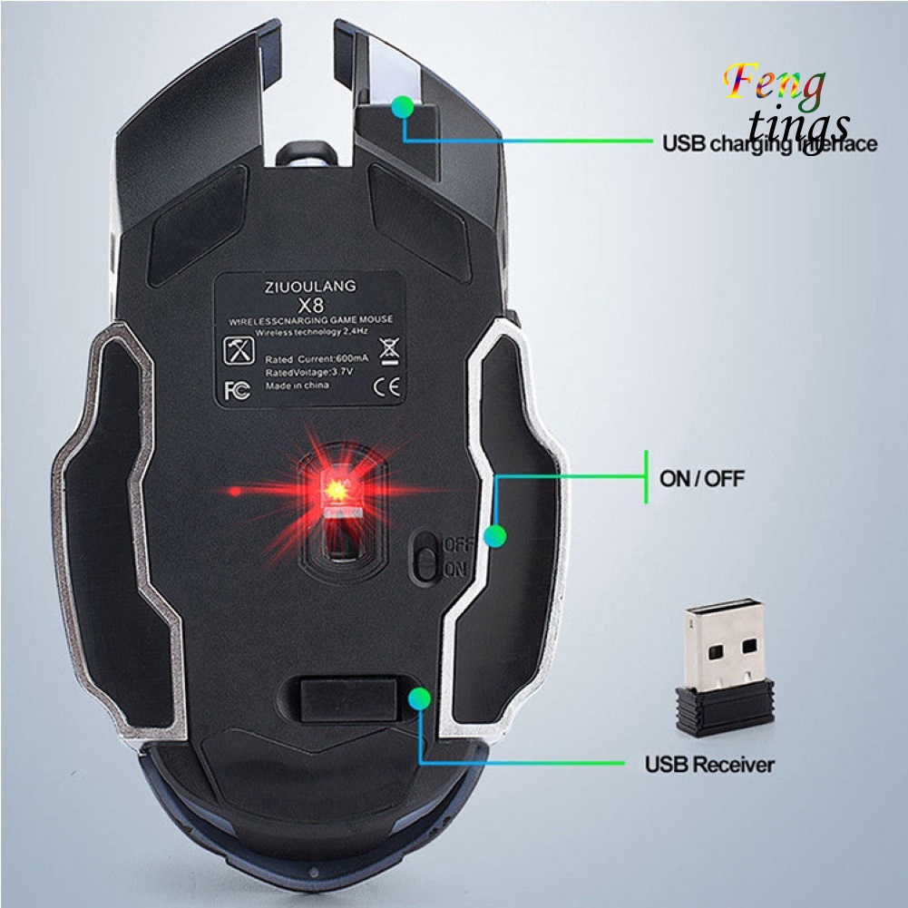 Chuột Gaming Không Dây Có Đèn Led Và Đầu Nhận Usb