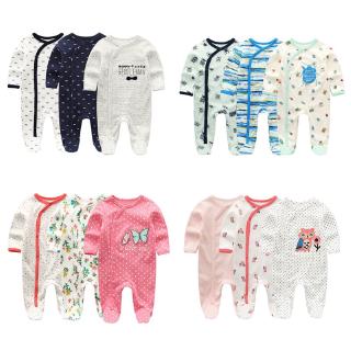 Set 3 áo liền quần 100% cotton họa tiết khủng long xinh xắn cho trẻ từ 0-12 tháng tuổi
