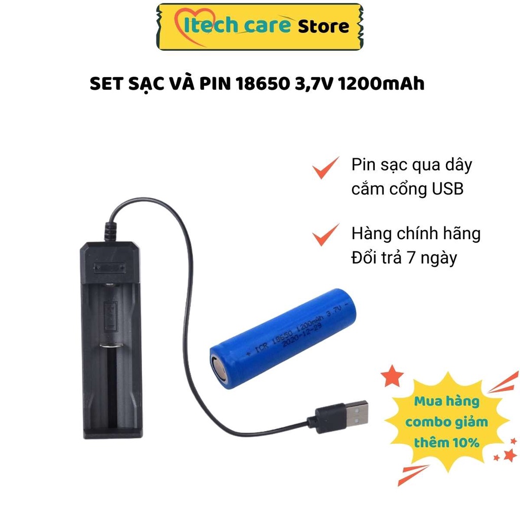 Sạc pin tông đơ cắt tóc chấn viền T9 phụ kiện pin lithium 18650 3,7V 1200mAh sử dụng cho nhiều thiết bị điện tử