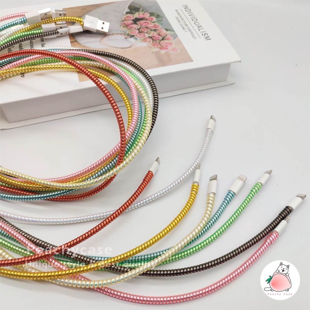 Vỏ Bọc Bảo Vệ Cáp Sạc USB Mạ Điện Cho iPhone Type-C Android iPad