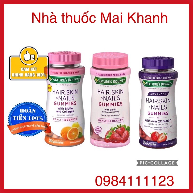 Kẹo dẻo HAIR ,SKIN ,NAIL GUMMIES Nature’s Bounty
