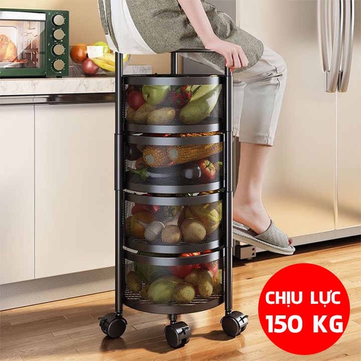 [ TẶNG KỆ TREO TƯỜNG ] Kệ Tròn Xoay Đa Năng - Xoay 360 Độ Có Kèm Bánh Xe Dễ Di Chuyển - Phù hợp mọi không gian