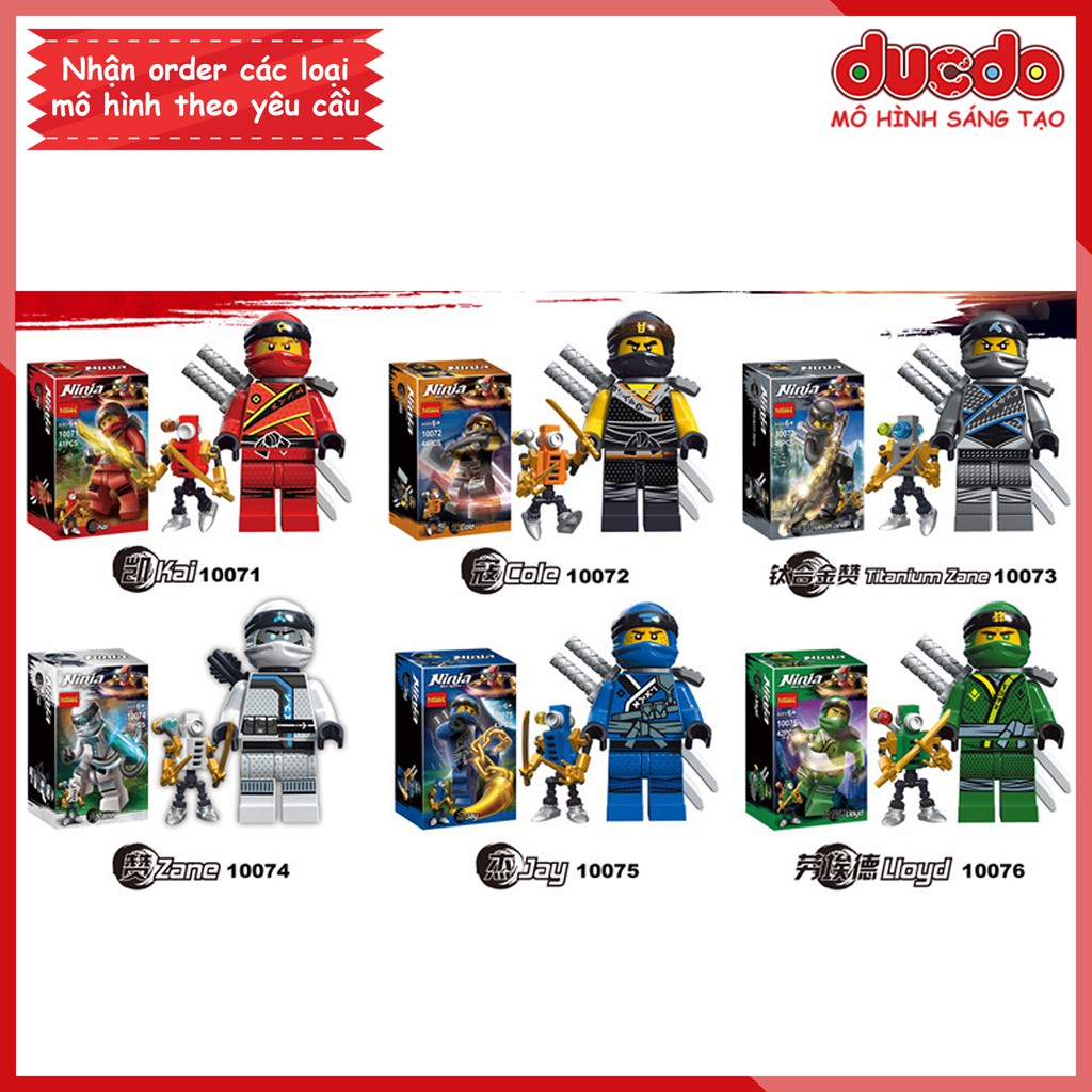 Combo 6 Minifigures Ninjago Kai, Cole, Zane, Jay, Lloyd - Đồ chơi Lắp ghép Xếp hình Mini Ninjago DECOOL 10071-10076