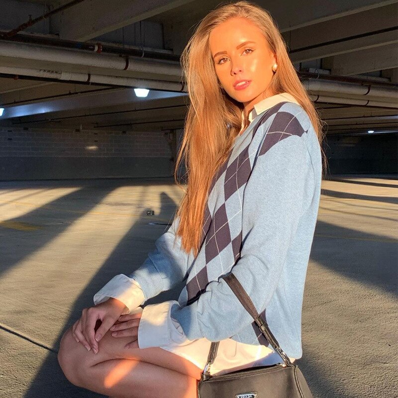 Áo Len Dài Tay Cổ Chữ V Thời Trang Dành Cho Nữ