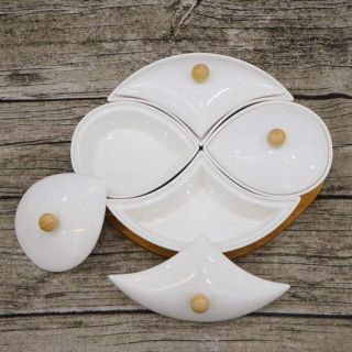 Bộ khay mứt sứ trắng