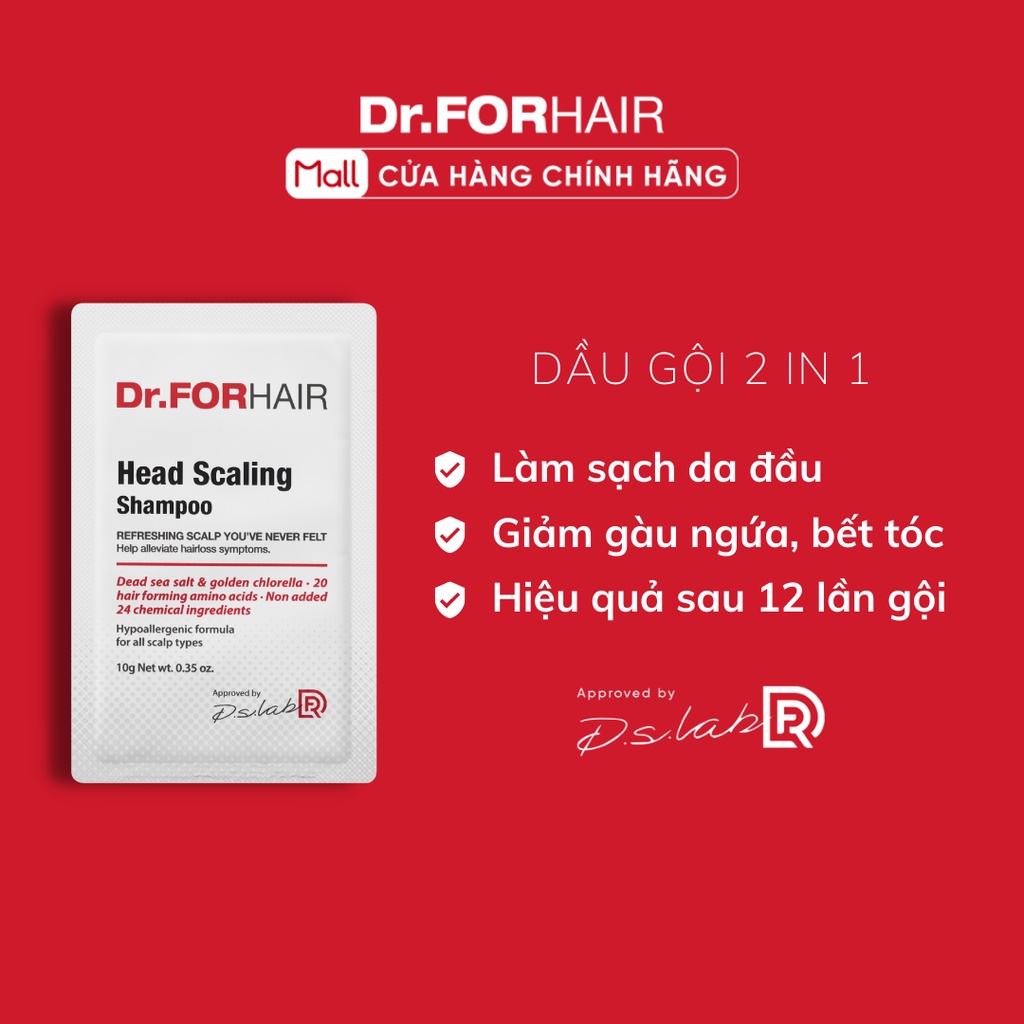 Dầu gội tẩy tế bào chết da đầu Dr.FORHAIR/Dr For Hair Head Scaling Shampoo - 2 trong 1 - 50g/5 gói