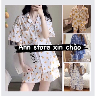 Bộ Ngủ Pijama  Hoạt Hình Ullazang - Bộ Đồ Ngủ Cotton Ngắn Tay Phong Cách Hàn Quốc - chọn mẫu