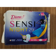 (tặng 1 túi  mini ) 20 miếng  Băng vệ sinh Diana Sensi Night ban đêm 29cm ( 10 gói = 20 miếng)