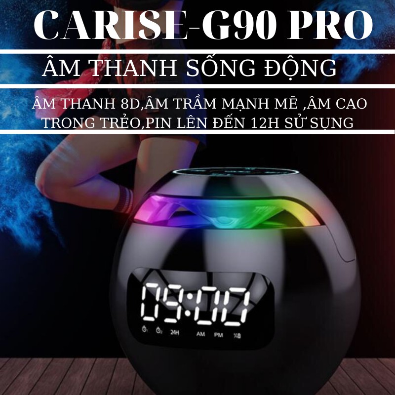 LOA CARISE G90 PRO-LOA BLUETOOTH ÂM THANH 8D TÍCH HỢP THÊM ĐỒNG HỒ