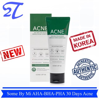 [AUTH] Sữa Rửa Mặt Some By Mi AHA-BHA-PHA 30 Days Miracle Acne Clear Foam 100ml