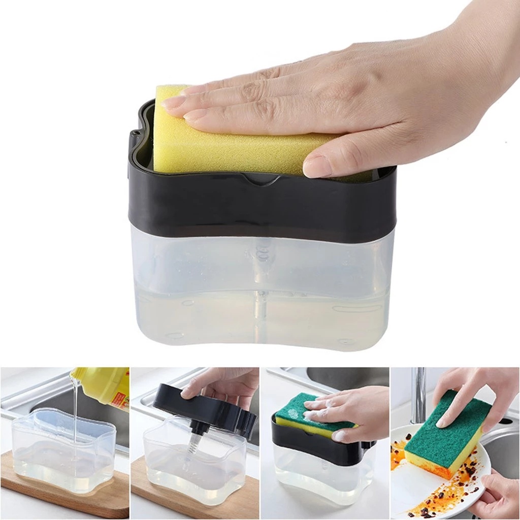 Bình Đựng Xà Phòng Rửa Chén 2 Trong 1 Dạng Nhấn Tiện Dụng