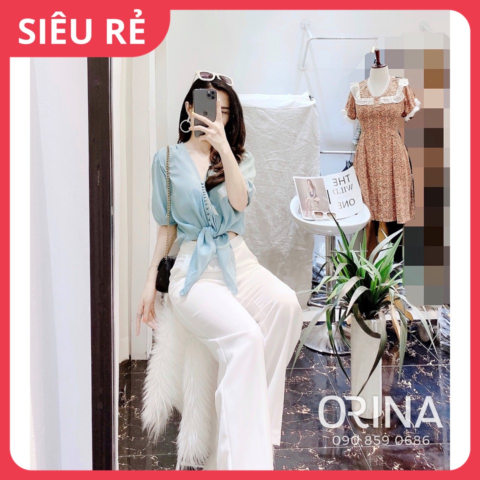 Áo lụa cúc bọc buộc vạt nữ Orina - Hàng loại 1, chất đẹp - Giá tốt - 100% ảnh Orina Tự Chụp