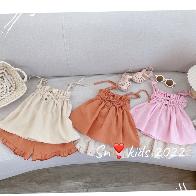 Bộ 2 dây chun ngực đính khuy cho bé gái xịn sò 8-20kg