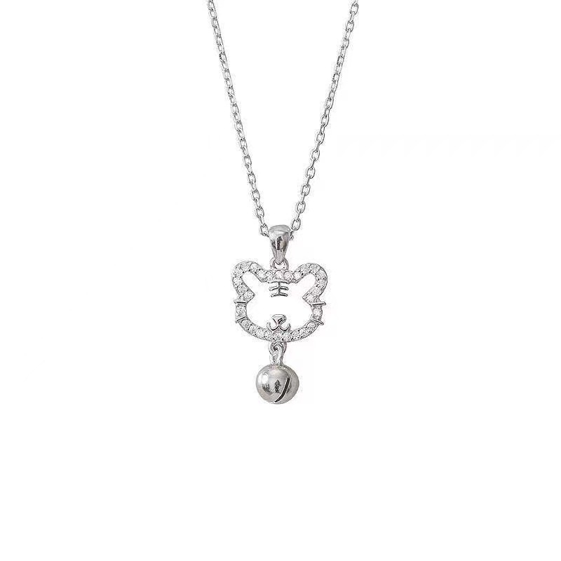 Vòng cổ Mặt Hình Con Hổ Kiểu Rỗng Đính Đá Đơn Giản Cho Nữ