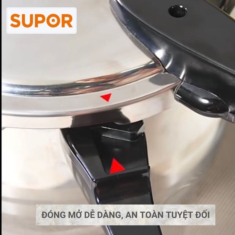 Nồi áp suất bếp từ Supor inox 304 cao cấp 3-4-5-7L YS18/20/22/24ED-VN (Bạc) hàng chính hãng bảo hành 12 tháng