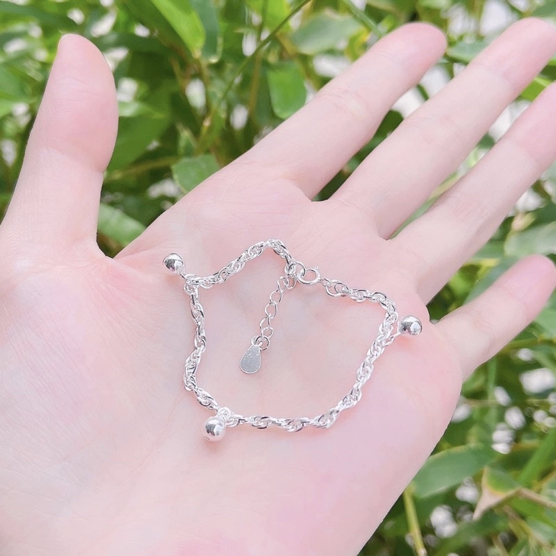 Lắc tay trẻ em bạc ta gắn chuông kêu - Lắc tay cho bé bạc ta - Vàng bạc Khải Khải