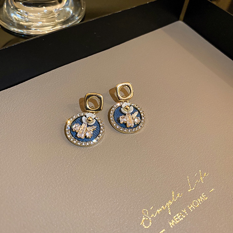 Khuyên Tai Hình Hoa Đính Đá Kiểu Dáng Mới Phong Cách Retro