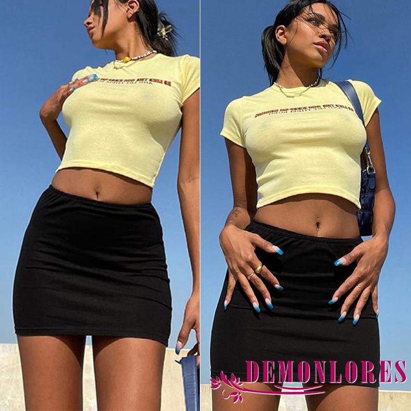DEMQ-Women´s Stretch Solid Color Slim Fitting Korean Style Mini Skirt Spring Summer Clothing
