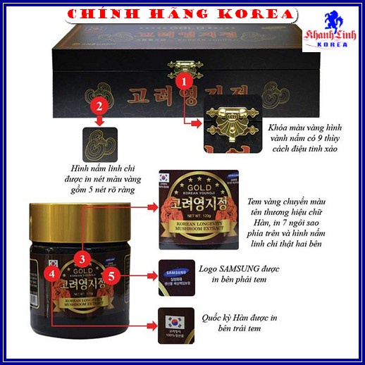 Cao Linh Chi Hộp Gỗ Đen Hàn Quốc Cao Cấp, Hộp 3 lọ x 120gr