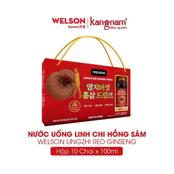 [Chính Hãng] Nước Uống Linh Chi Hồng Sâm Hàn Quốc Welson Lingzhi Red Gingseng Hộp 4 chai x 100ml