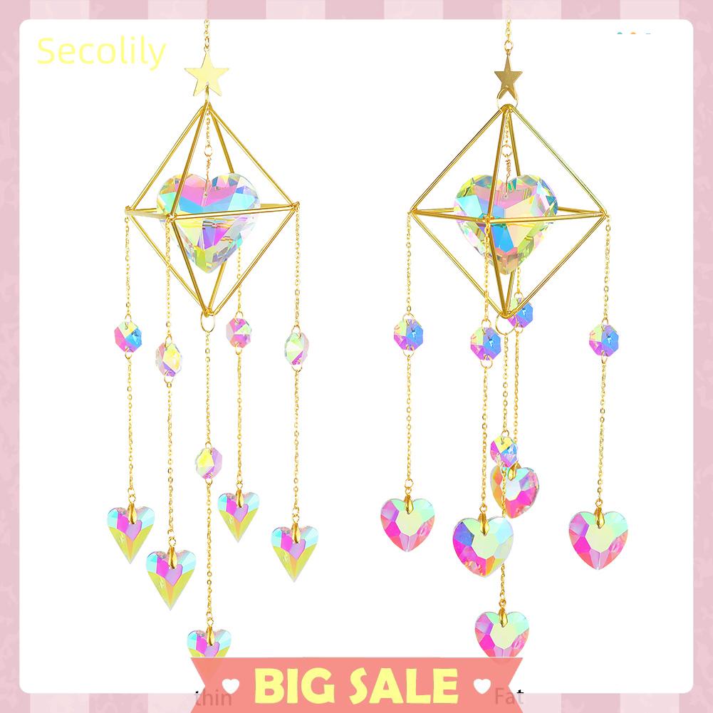 Chuông Gió Pha Lê Hình Trái Tim Treo Trang Trí Nhà Cửa/Vườn