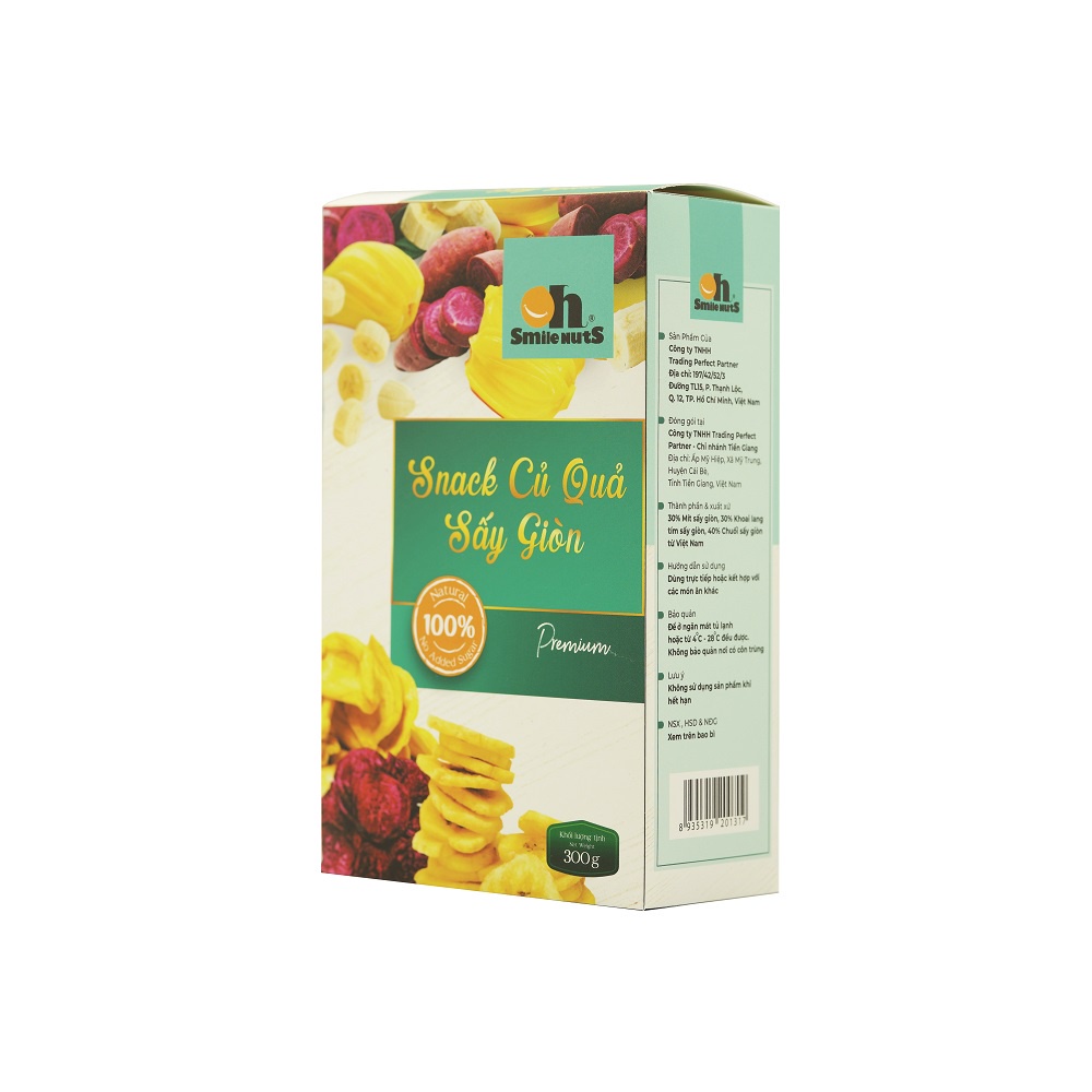 Snack Củ Quả Sấy Giòn Smilenuts Hộp 300g