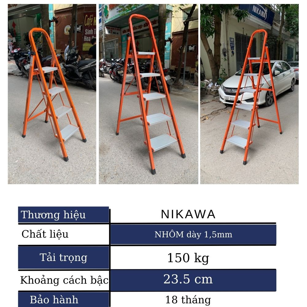 Thang nhôm ghế chữ a Nikawa NKS (chiều cao sử dụng 0,95 - 1,4m) nhập khẩu Nhật bảo hành chính hãng 18 tháng