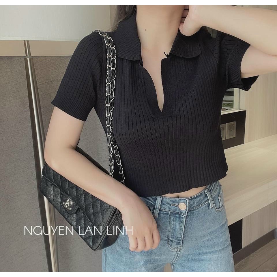 ⚡️BÁN SỈ⚡️Áo len Quảng Châu croptop dáng ngắn 4 màu