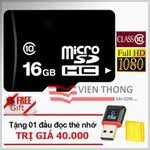 Thẻ nhớ 16G class 4 tặng đầu đọc thẻ nhớ(Chắc chắn)