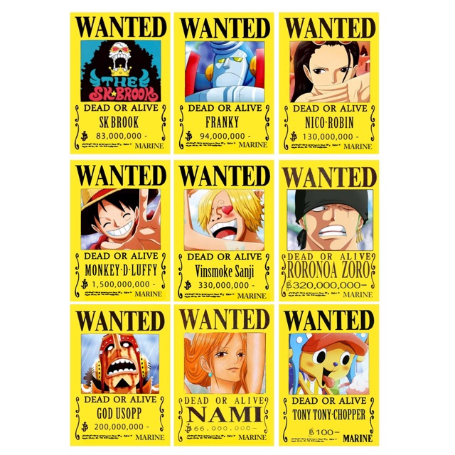 Conbo 9 ảnh poster anime ONE piece poster truy nã