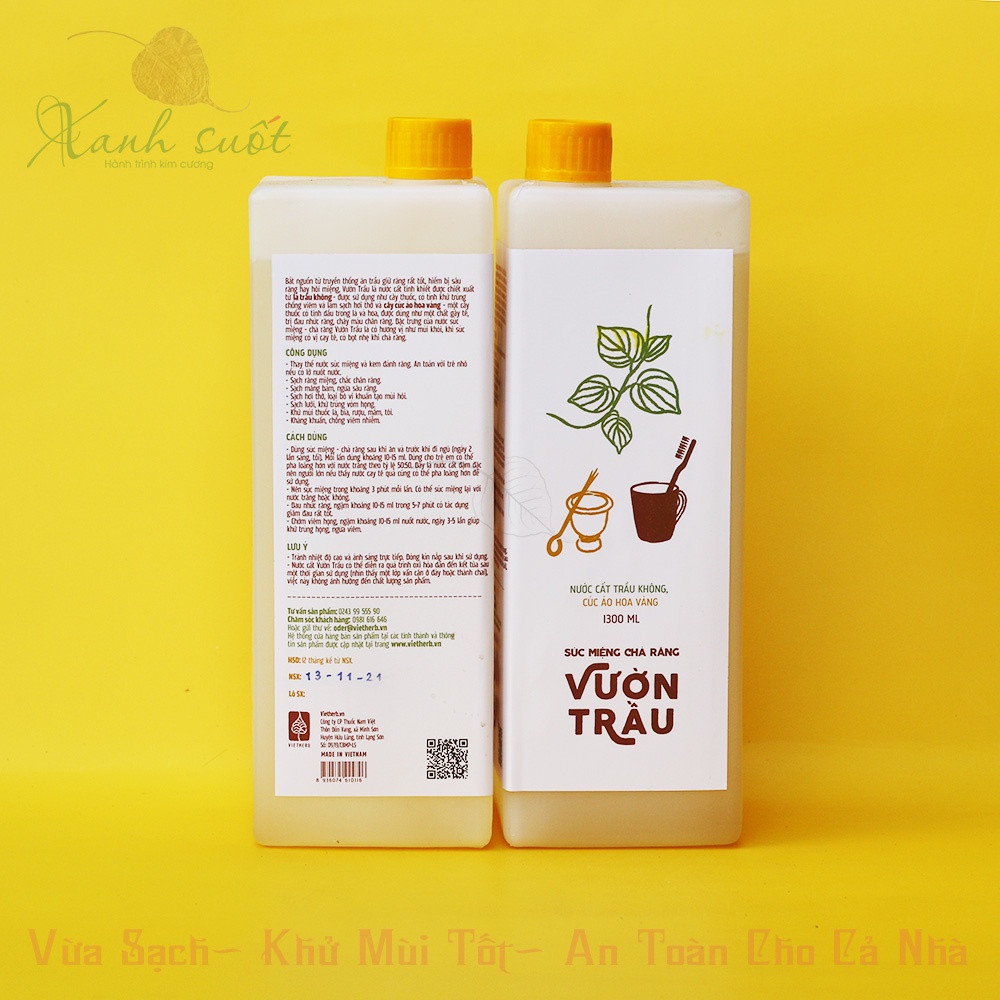 Nước Súc Miệng Vườn Trầu- Khử Mùi Tanh, Mùi Thuốc Lá, Ngừa Sâu Răng- Betel Mouth Wash Liquid