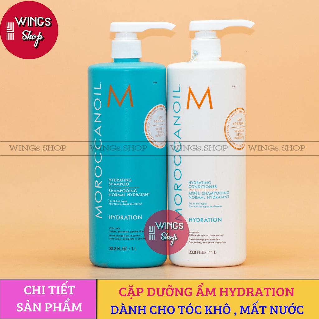 Cặp dầu gội xả Moroccanoil phục hồi, dưỡng ẩm, siêu mềm mượt 1000ML | Wings shop