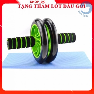 Con lăn dụng cụ máy lăng tập cơ bụng 2 bánh đa năng cỡ lớn tặng kèm thảm shop9k