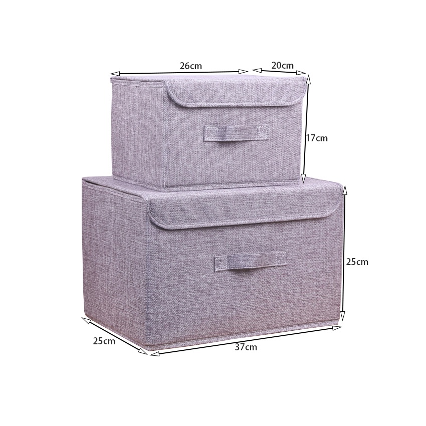 2021 New Washable Cotton Linen Fabric Folding CD Storage Box Foldable Bins Toys Organizer With Lid Storage Basket Laundry Basket