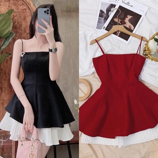 Áo peplum 2 dây xòe lệch tà