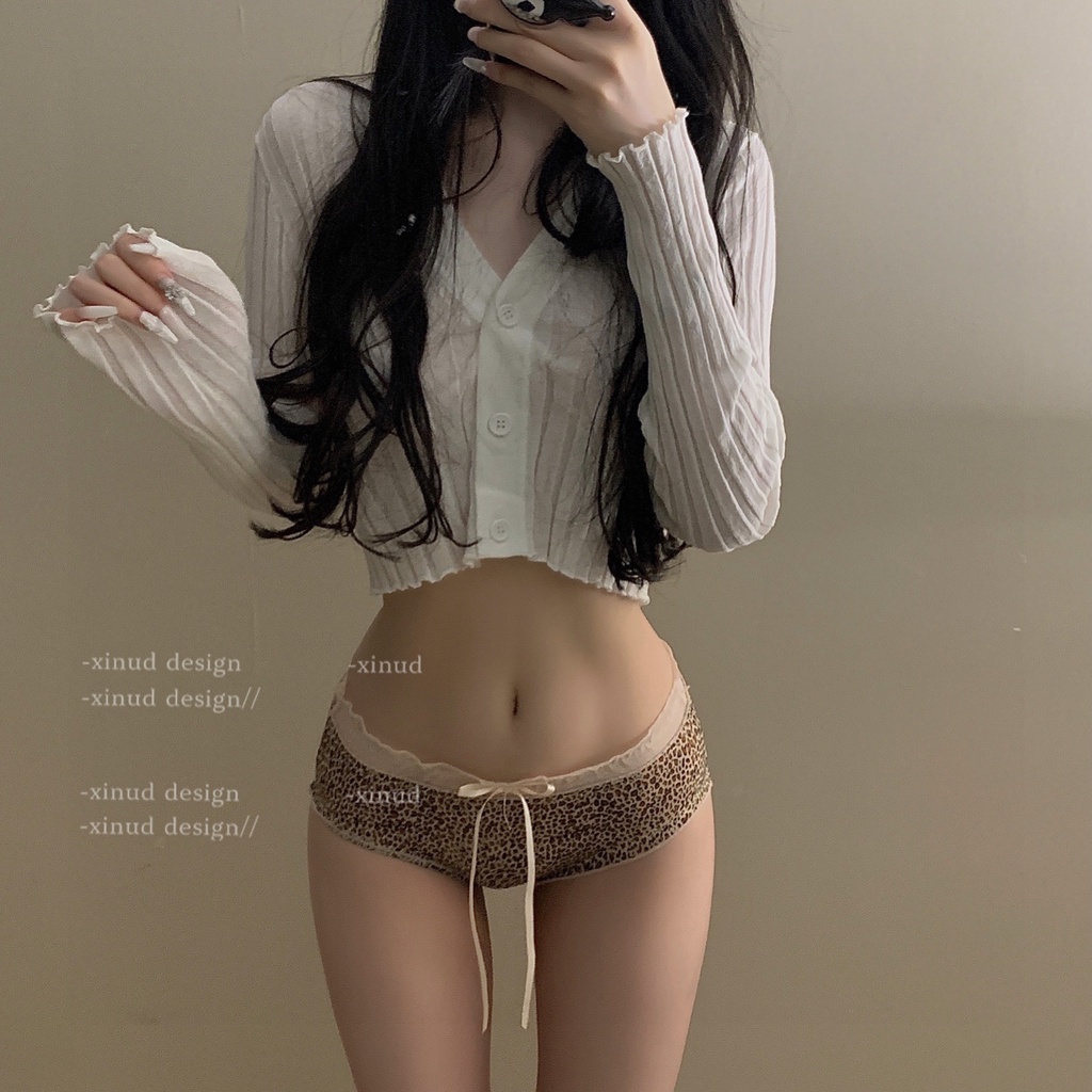 Quần Lót Leosoxs Bằng Cotton Phối Ren Họa Tiết Da Báo Độc Đáo Quyến Rũ Dành Cho Nữ