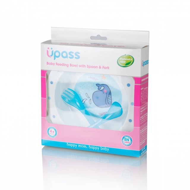 Bộ bát ăn dặm kèm thìa và dĩa Upass 100% nhựa hữu cơ, an toàn cho bé - Hàng Thái Lan UP5001X