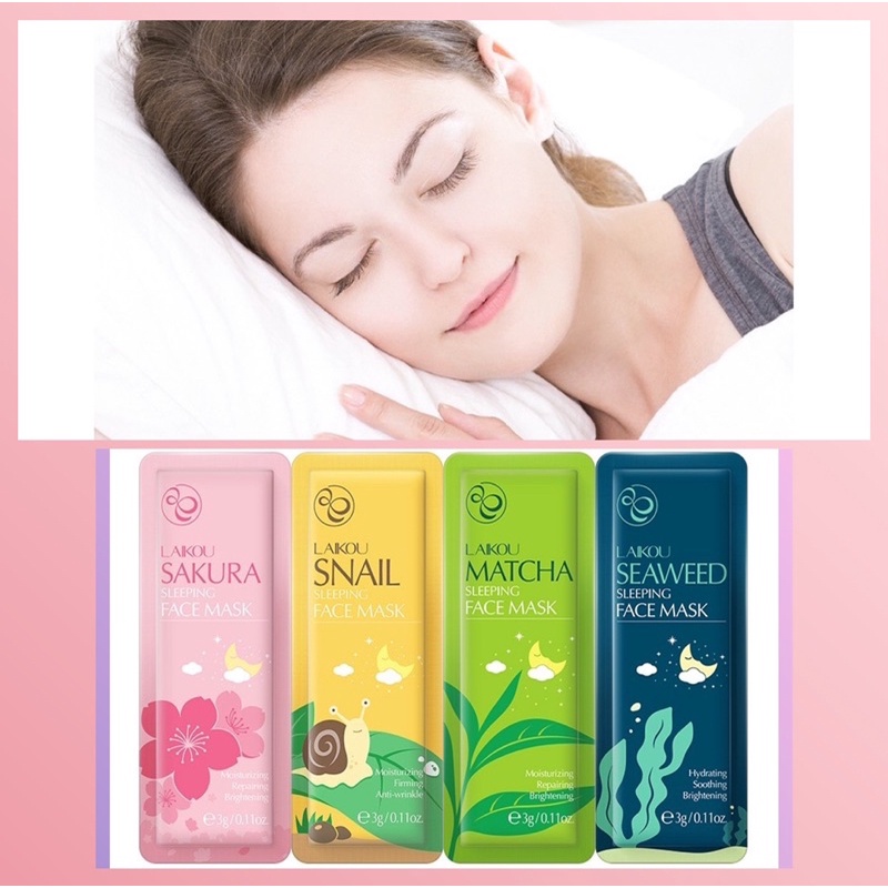 ❤❤❤Mặt Nạ LAIKOU Gói 3g Dưỡng Ẩm Làm Sáng Da Từ Hoa Anh Đào / Trà Xanh / Ốc Sên/Tảo Biển❤️❤️❤️