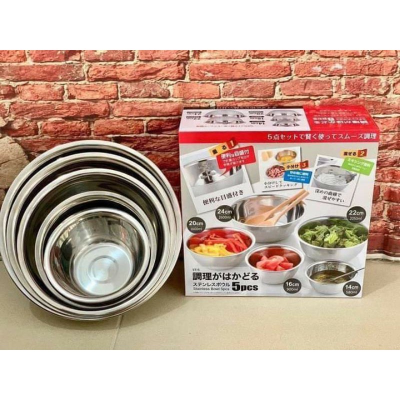 Bộ 5 tô Inox Nhật Bản