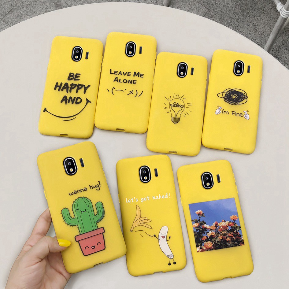 Ốp điện thoại silicon mặt nhám vẽ hình vui nhộn màu macaron cho samsung galaxy j4 j 4 2018 j4+ j4 plus