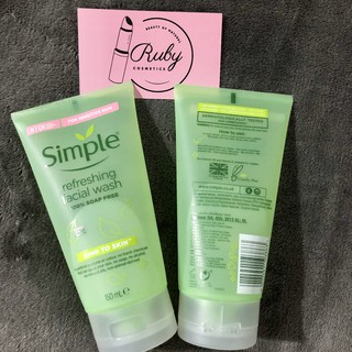 Sữa Rửa Mặt Simple Gel Kind To Skin Refreshing Facial Wash Gel