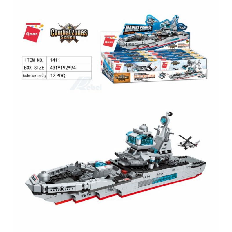 Bộ Lego enlighten 1411 bộ xếp hình lắp ráp tàu chiến hạm Seri quân đội